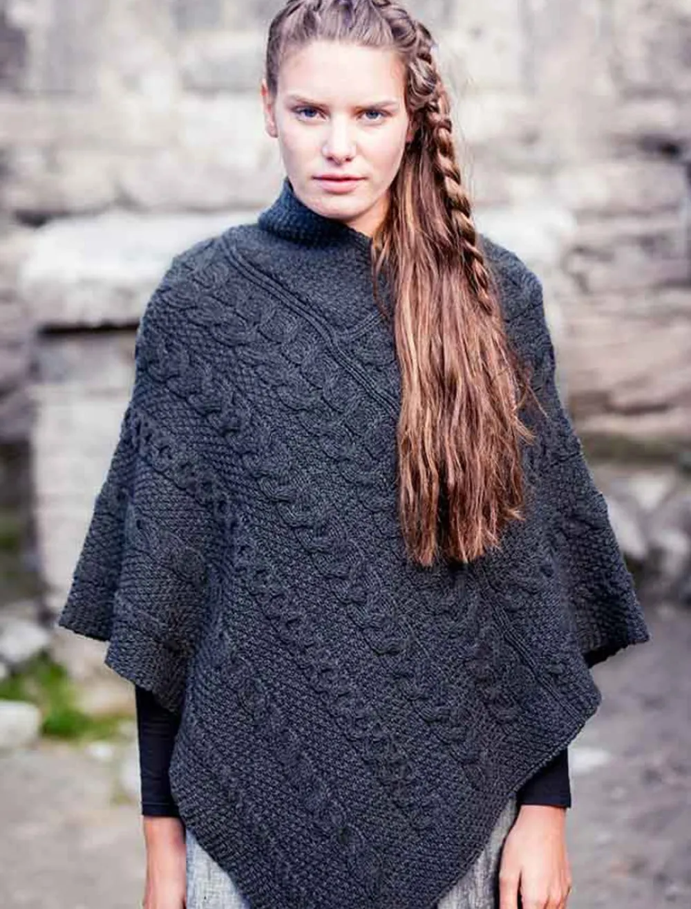 Clearance Aran Cable & Moss Poncho Women Ponchos, Capes & Shawls