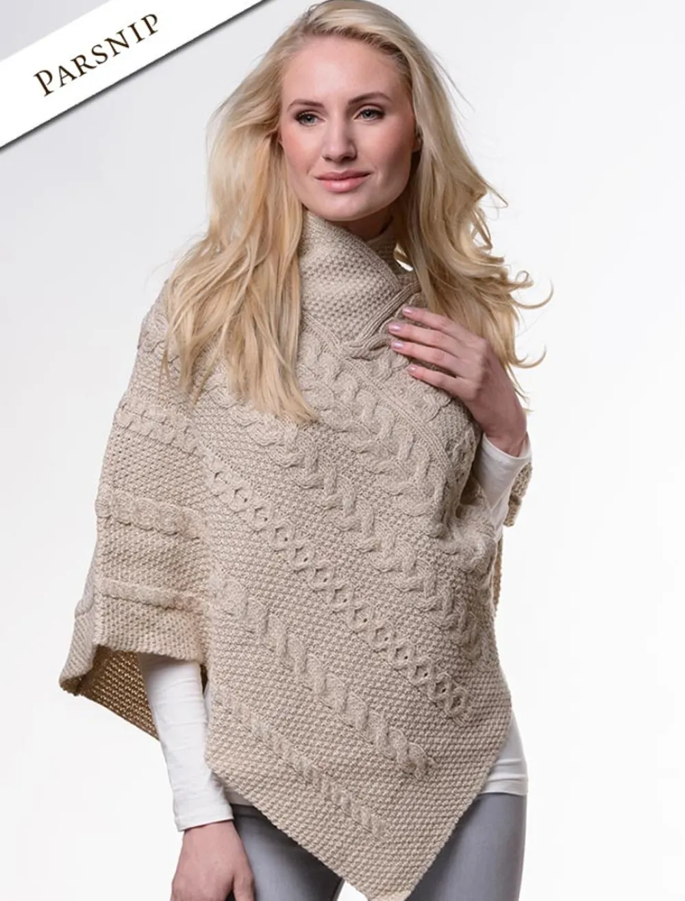 Clearance Aran Cable & Moss Poncho Women Ponchos, Capes & Shawls