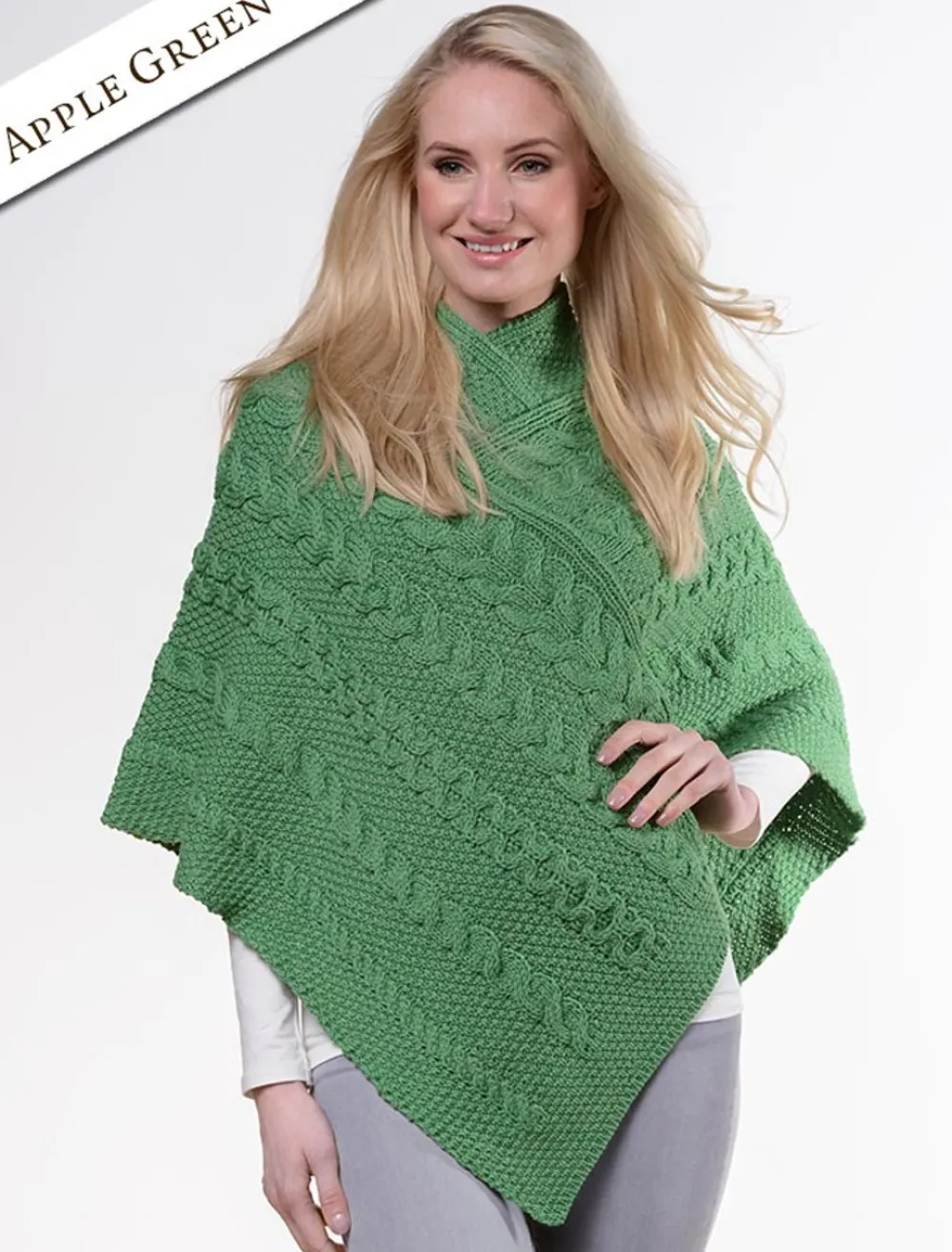 Clearance Aran Cable & Moss Poncho Women Ponchos, Capes & Shawls