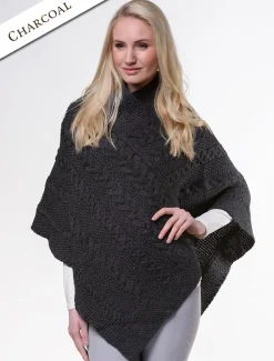 Clearance Aran Cable & Moss Poncho Women Ponchos, Capes & Shawls