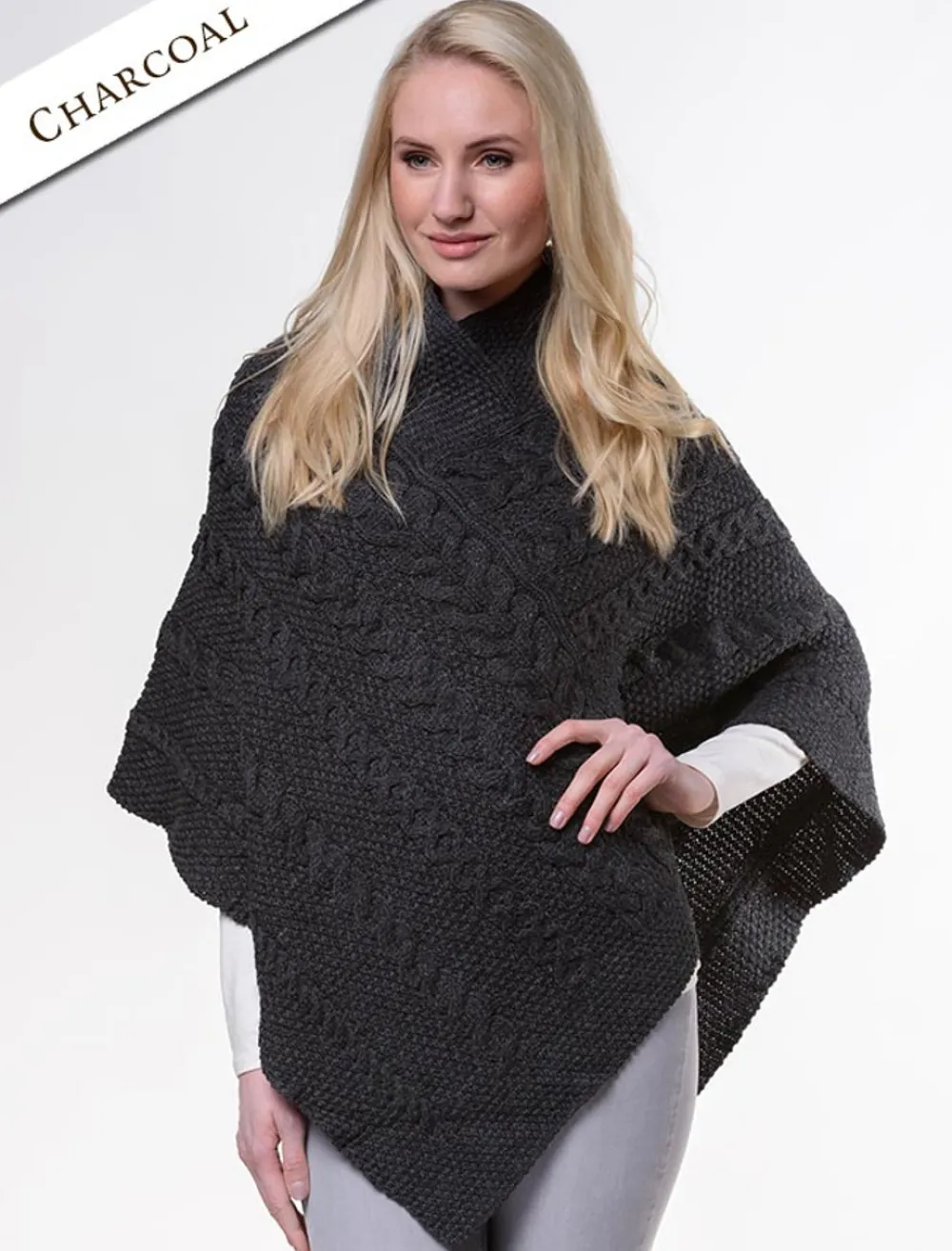 Clearance Aran Cable & Moss Poncho Women Ponchos, Capes & Shawls