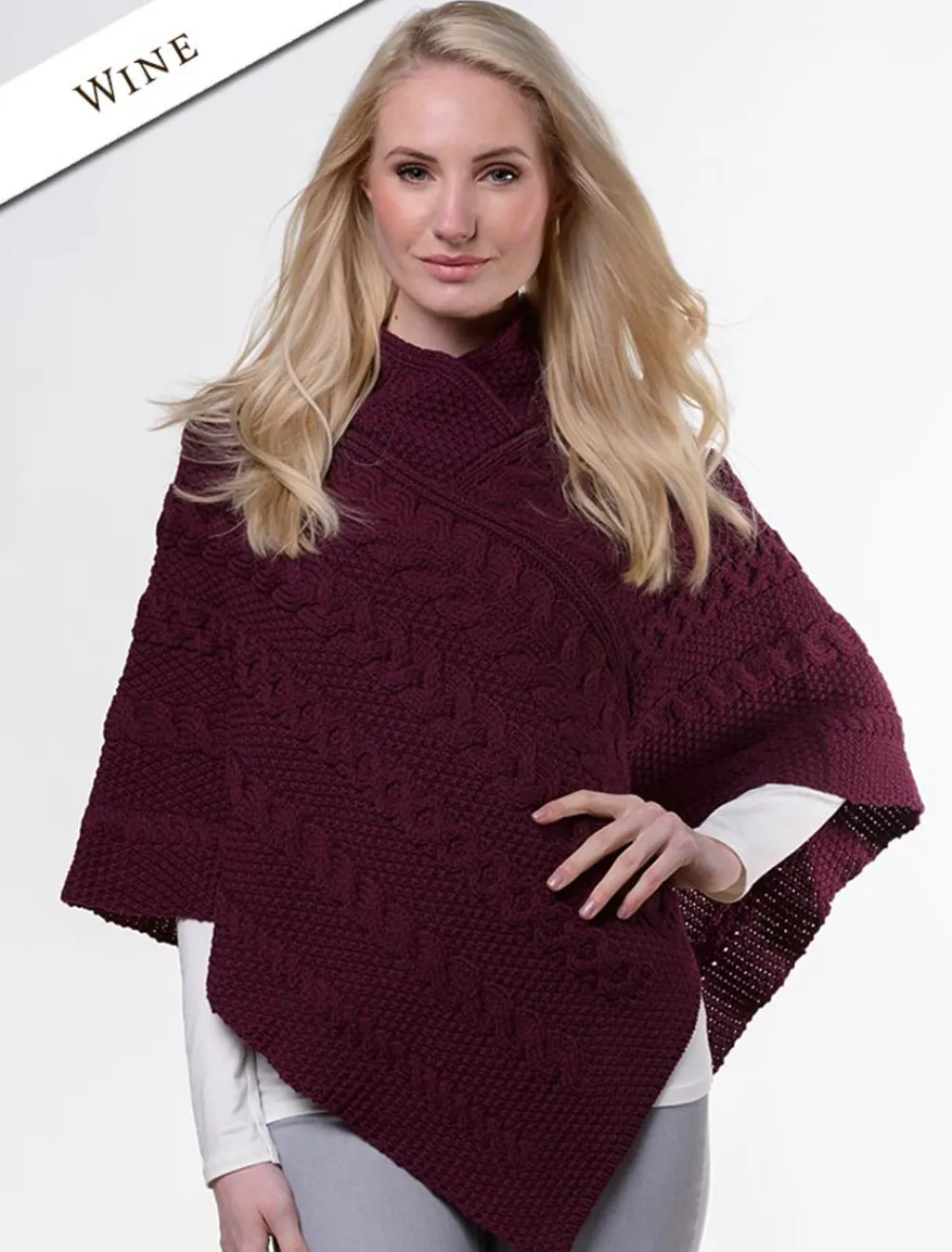 Clearance Aran Cable & Moss Poncho Women Ponchos, Capes & Shawls