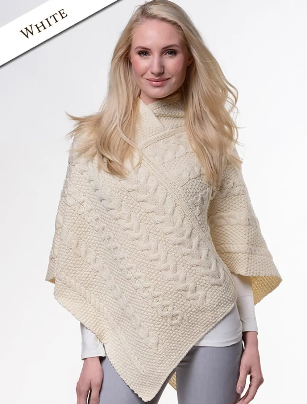 Clearance Aran Cable & Moss Poncho Women Ponchos, Capes & Shawls