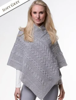 Clearance Aran Cable & Moss Poncho Women Ponchos, Capes & Shawls