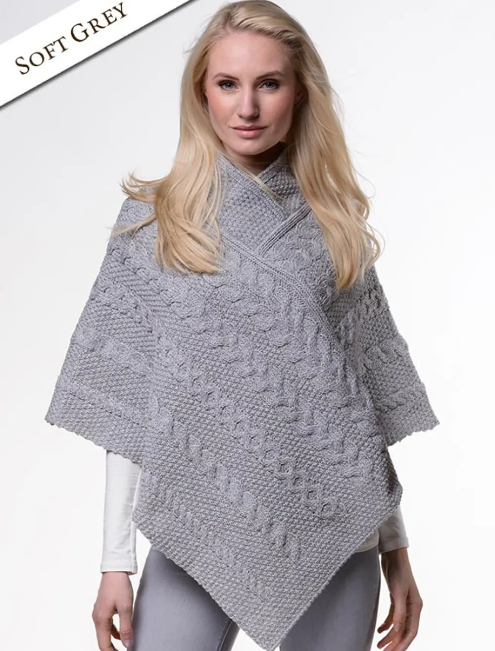 Clearance Aran Cable & Moss Poncho Women Ponchos, Capes & Shawls