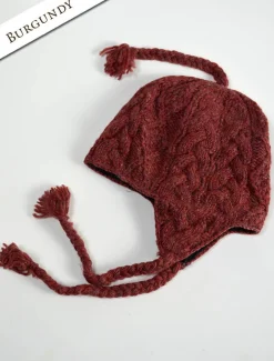 Cheap Aran Cable Fleece Lined Hat with Ear Flaps Women Irish Wool Hats|Caps & Hats