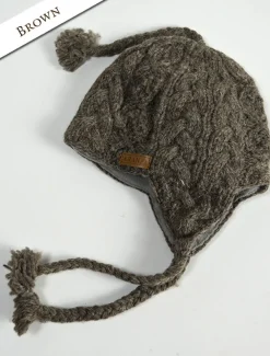 Cheap Aran Cable Fleece Lined Hat with Ear Flaps Women Irish Wool Hats|Caps & Hats