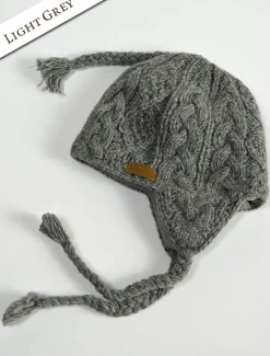 Cheap Aran Cable Fleece Lined Hat with Ear Flaps Women Irish Wool Hats|Caps & Hats