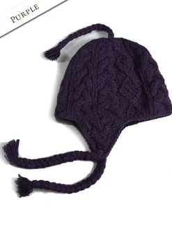 Cheap Aran Cable Fleece Lined Hat with Ear Flaps Women Irish Wool Hats|Caps & Hats