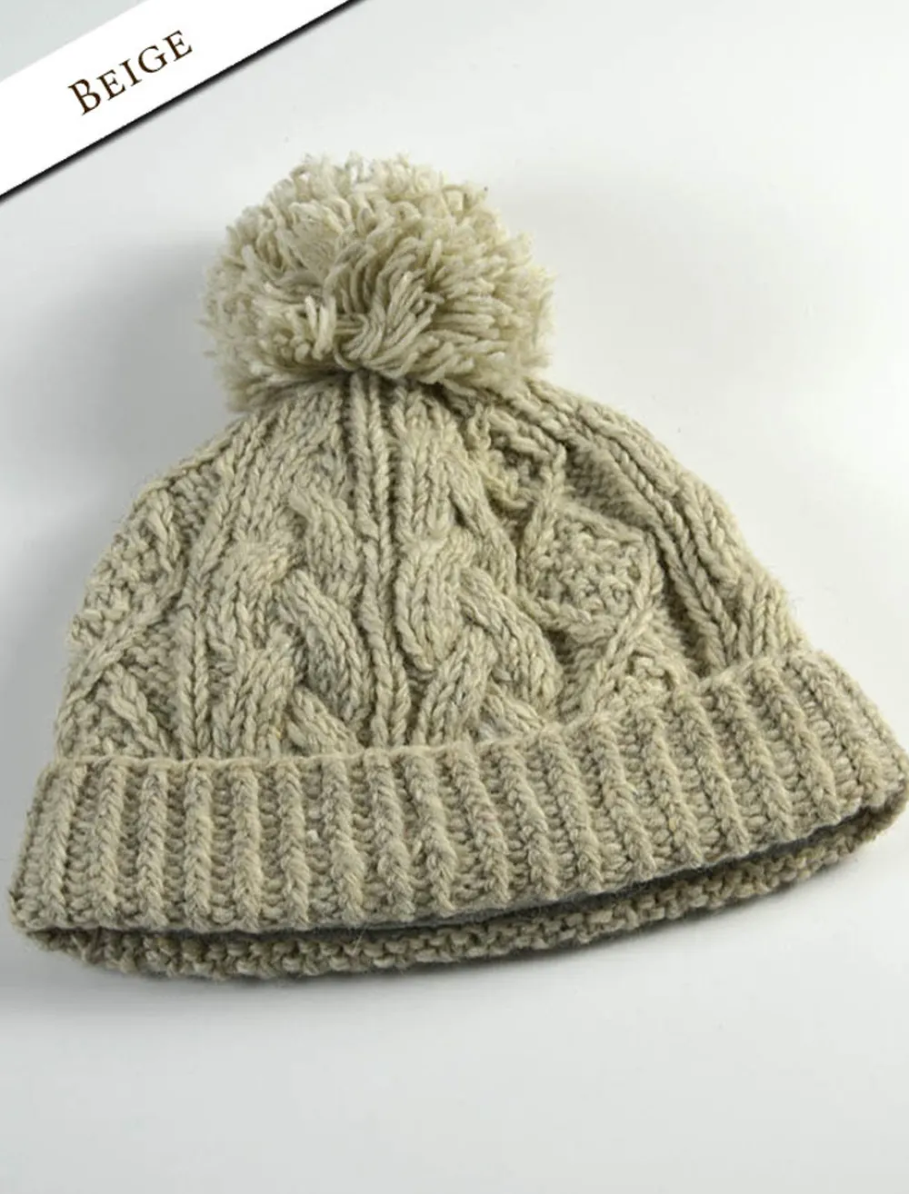 Outlet Aran Fleece Lined Rib Cap with Pom Women Caps & Hats