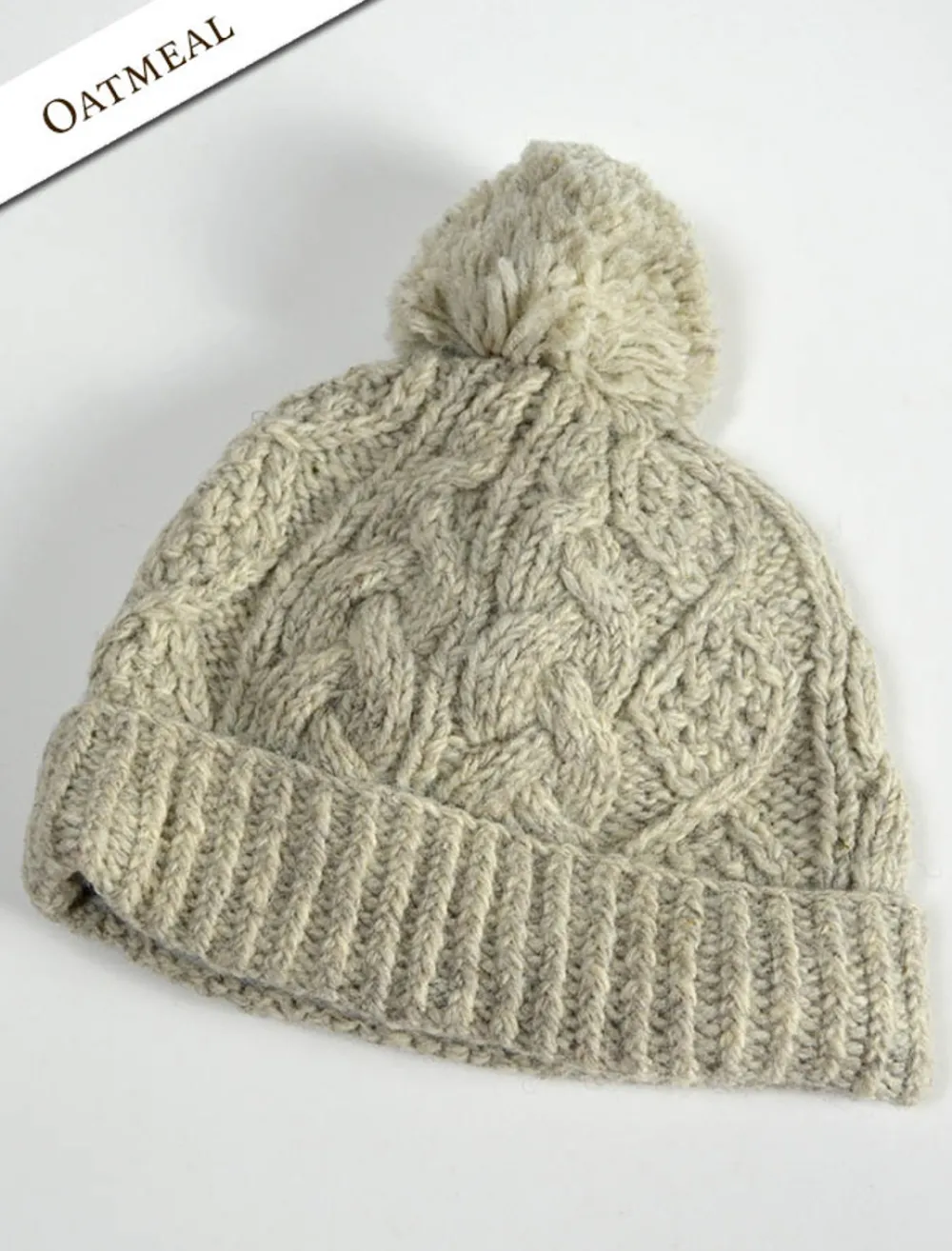 Outlet Aran Fleece Lined Rib Cap with Pom Women Caps & Hats