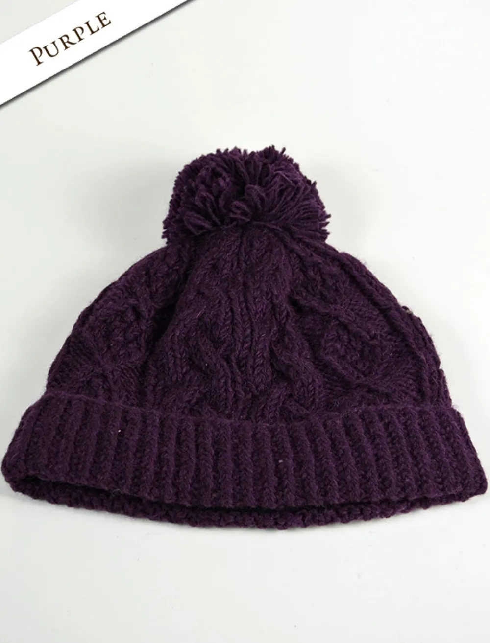 Outlet Aran Fleece Lined Rib Cap with Pom Women Caps & Hats