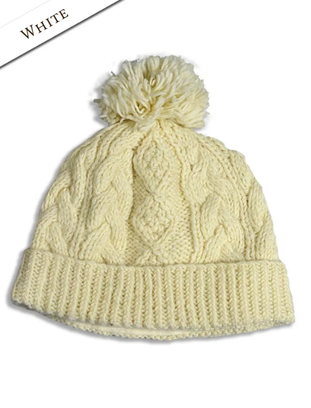 Outlet Aran Fleece Lined Rib Cap with Pom Women Caps & Hats