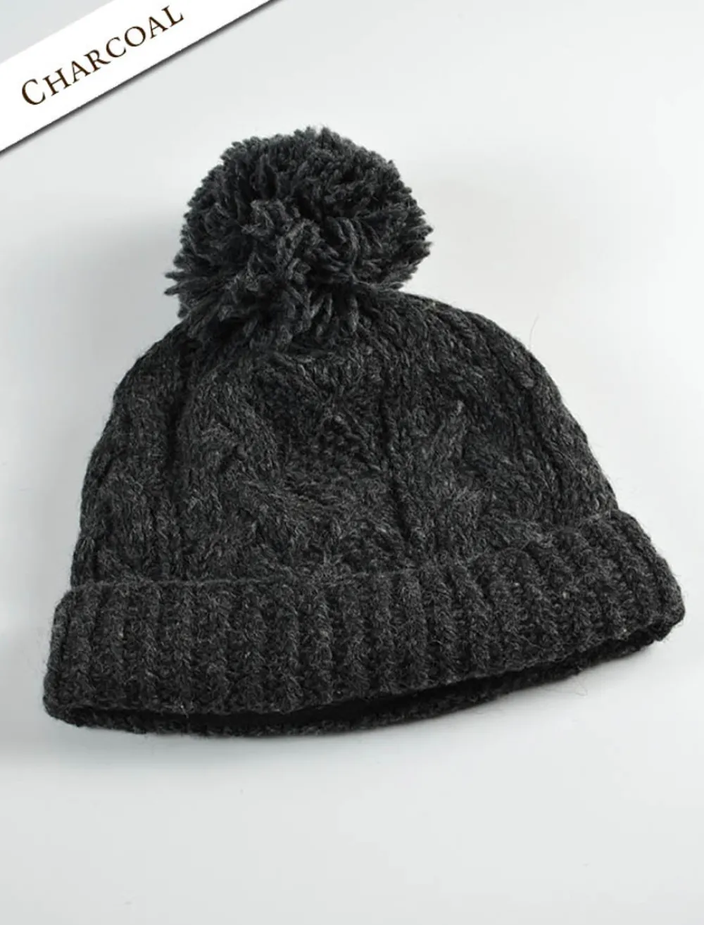 Outlet Aran Fleece Lined Rib Cap with Pom Women Caps & Hats