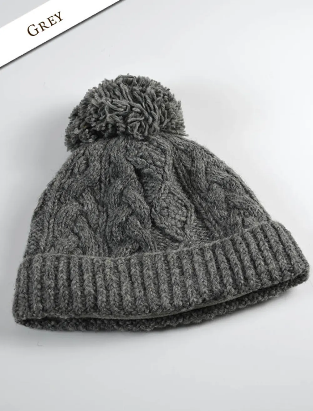 Outlet Aran Fleece Lined Rib Cap with Pom Women Caps & Hats