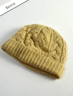 Flash Sale Aran Fleece Lined Rib Cap Irish Wool Hats