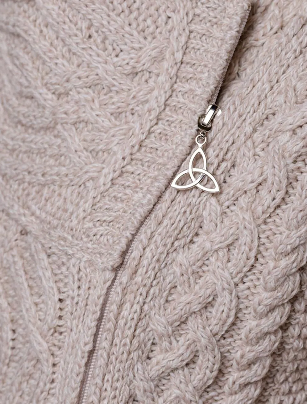 Discount Aran Jacket with Celtic Knot Side Zip Women Cardigans, Jackets & Coatigans