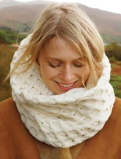 Hot Aran Snood Scarf Women Knitted Wool Scarves