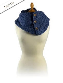 Best Aran Snood Scarf with Buttons Women Knitted Wool Scarves