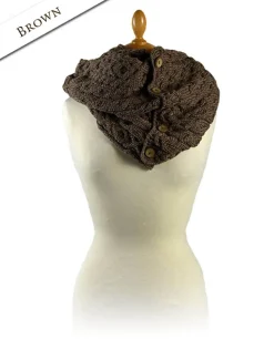 Best Aran Snood Scarf with Buttons Women Knitted Wool Scarves