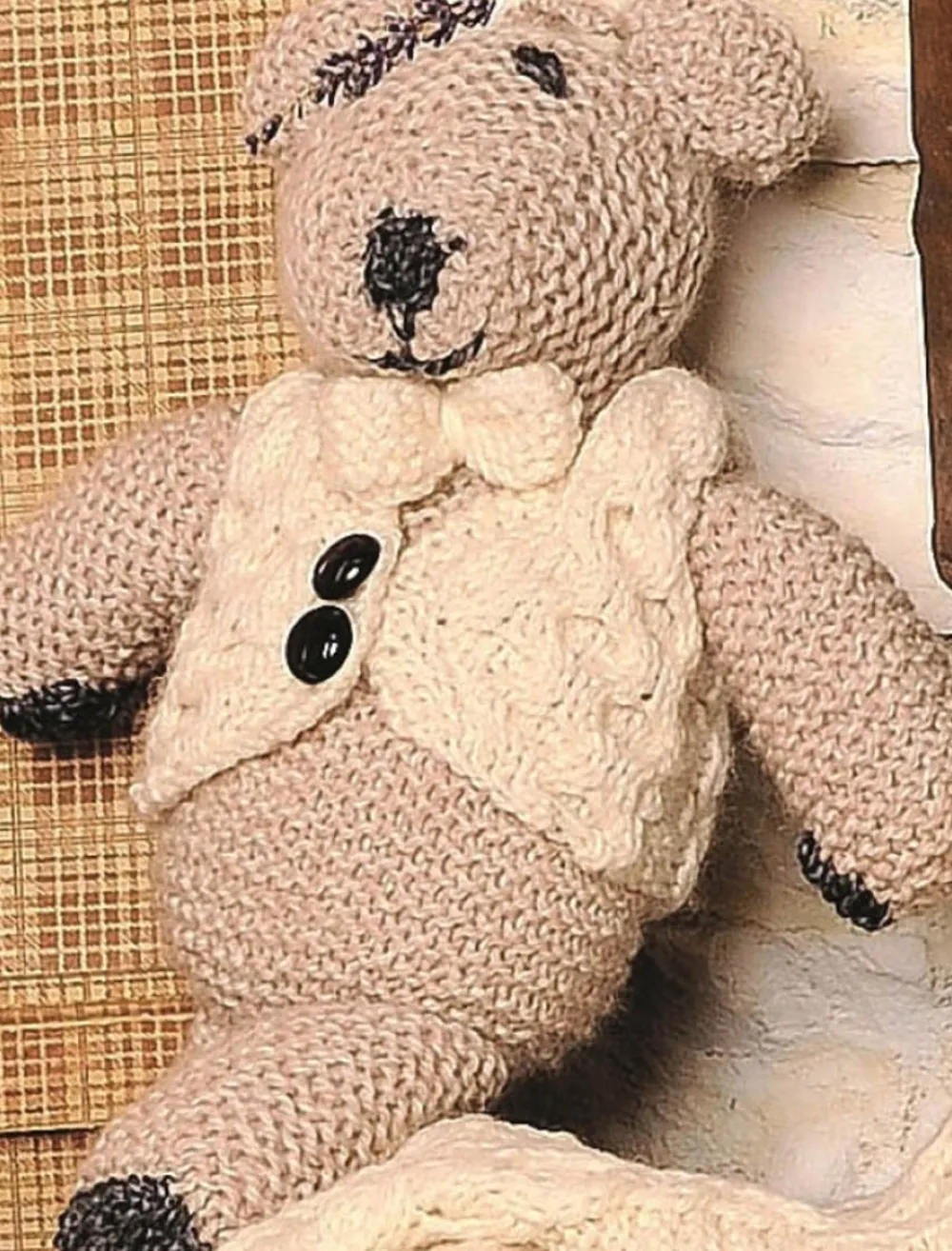 Best Aran Wool Teddy Bear with Waistcoat and Bow-Tie Kids Aran Toys