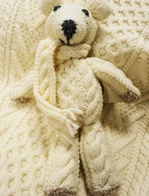 Best Aran Wool Teddy Bear with Scarf Kids Aran Toys