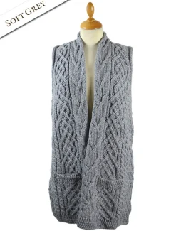 Clearance Cable Aran Waistcoat Women Cardigans, Jackets & Coatigans
