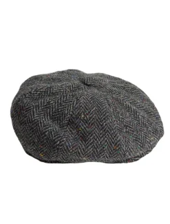 Sale Donegal Tweed Mens Gatsby Cap - Charcoal Irish Flat Caps