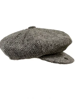 New Donegal Tweed Mens Gatsby Cap - Silver Irish Flat Caps