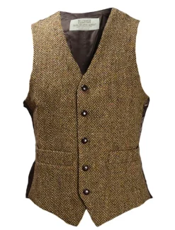 Clearance Donegal Tweed Waistcoat - Brown Grandfather Shirts And Waistcoats