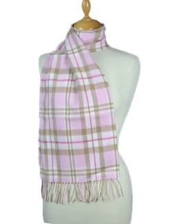 Cheap Fine Merino Plaid Scarf - Pink Camel Women Plaid & Tartan Scarves