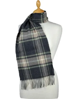 Hot Fine Merino Plaid Scarf - Charcoal Tan Green Women Plaid & Tartan Scarves|Plaid & Tartan Scarves