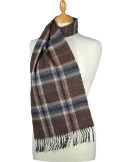Discount Fine Merino Plaid Scarf - Brown Grey Women Plaid & Tartan Scarves|Plaid & Tartan Scarves