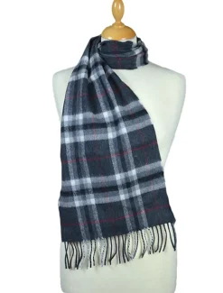 Clearance Fine Merino Plaid Scarf - Grey Red Women Plaid & Tartan Scarves|Plaid & Tartan Scarves