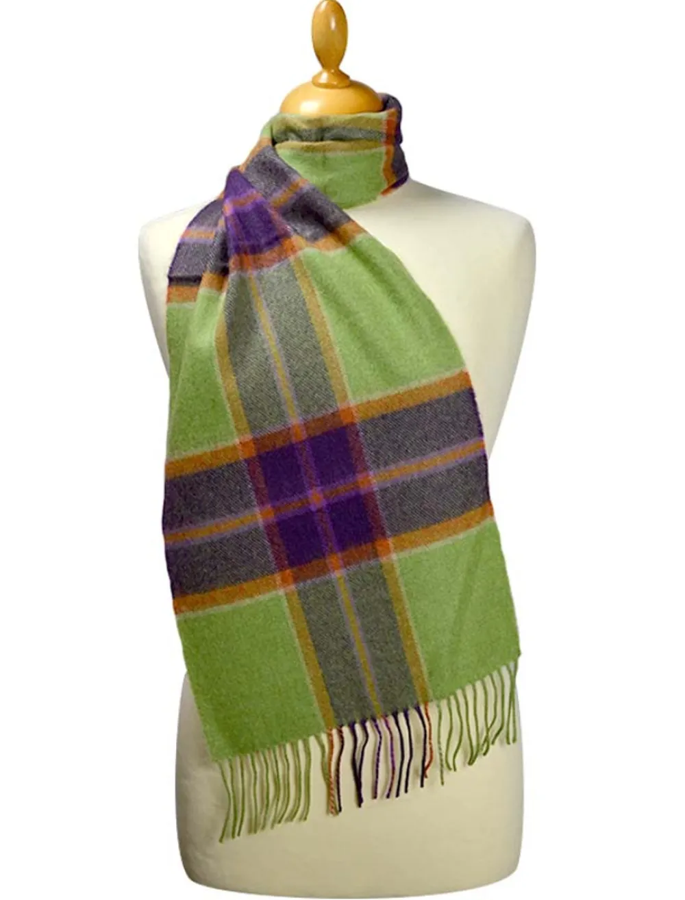 Cheap Fine Merino Plaid Scarf - Green Purple Plaid- DISCONTINUED Women Plaid & Tartan Scarves|Plaid & Tartan Scarves