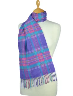 Sale Fine Merino Plaid Scarf - Purple Blue Pink- DISCONTINUED Women Plaid & Tartan Scarves