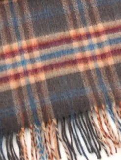 Outlet Fine Merino Plaid Scarf - Grey Beige Cranberry Women Plaid & Tartan Scarves|Plaid & Tartan Scarves