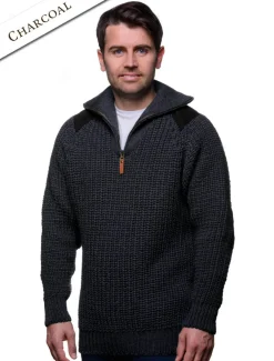 Fashion Fisherman's Half Zip Sweater with Patches Sweaters