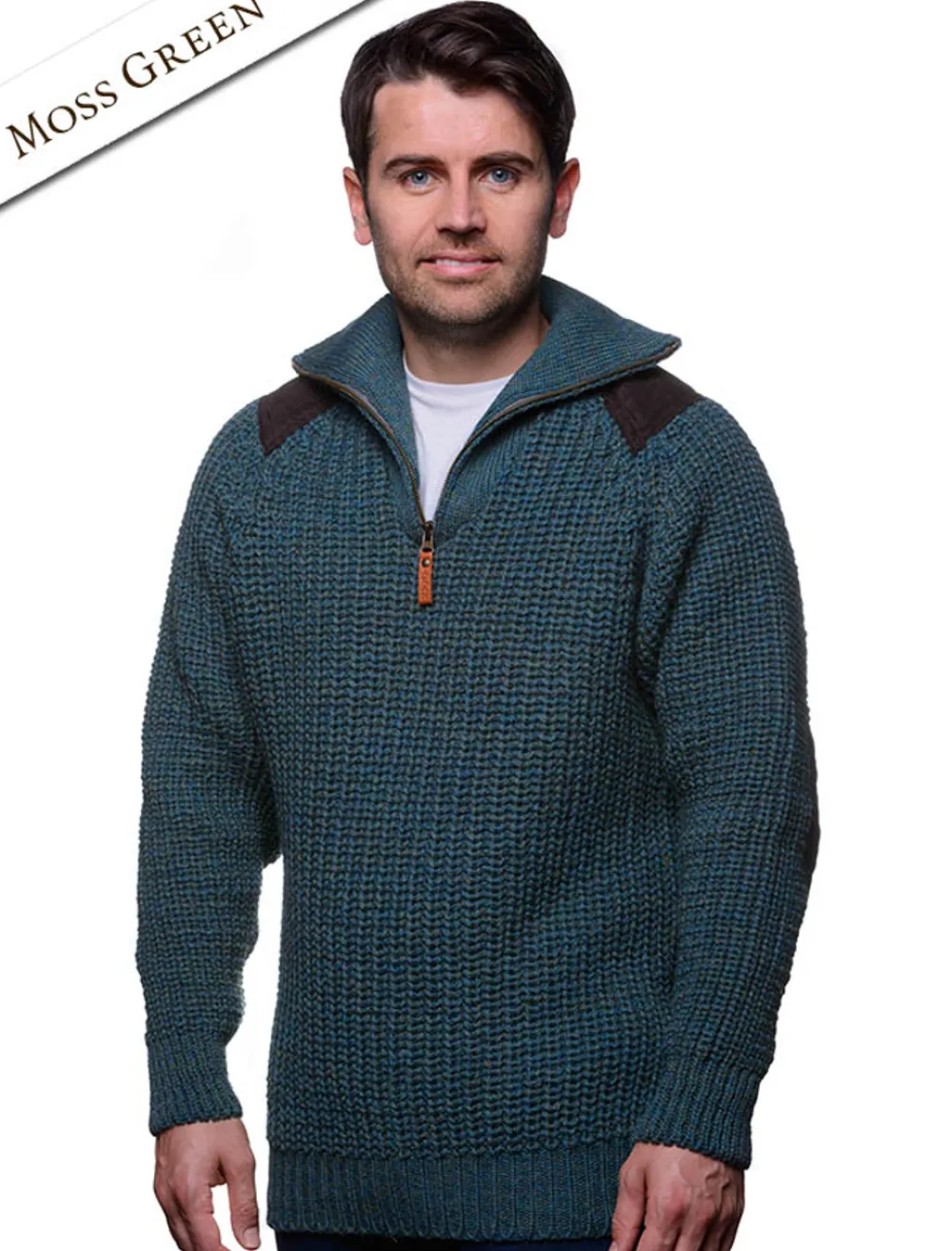 Fashion Fisherman's Half Zip Sweater with Patches Sweaters