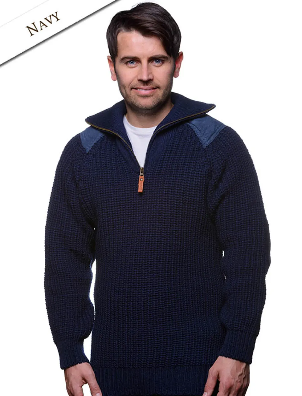 Fashion Fisherman's Half Zip Sweater with Patches Sweaters