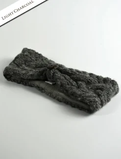 Clearance Fleece Lined Aran Cable Headband with Button Women Caps & Hats