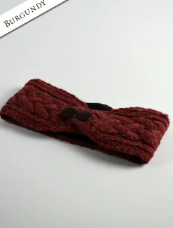 Online Fleece Lined Aran Headband with Buttons Women Caps & Hats