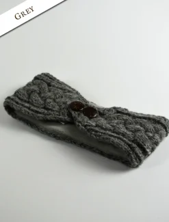 Online Fleece Lined Aran Headband with Buttons Women Caps & Hats