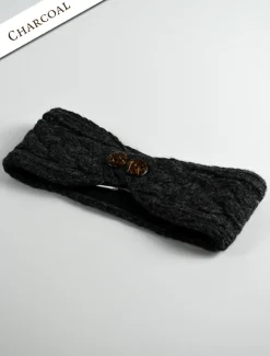 Online Fleece Lined Aran Headband with Buttons Women Caps & Hats