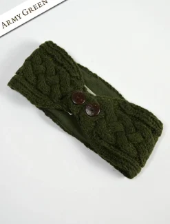 Online Fleece Lined Aran Headband with Buttons Women Caps & Hats