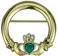 Cheap Gold Plated Claddagh Brooch with Stone Women Jewelry|Jewelry