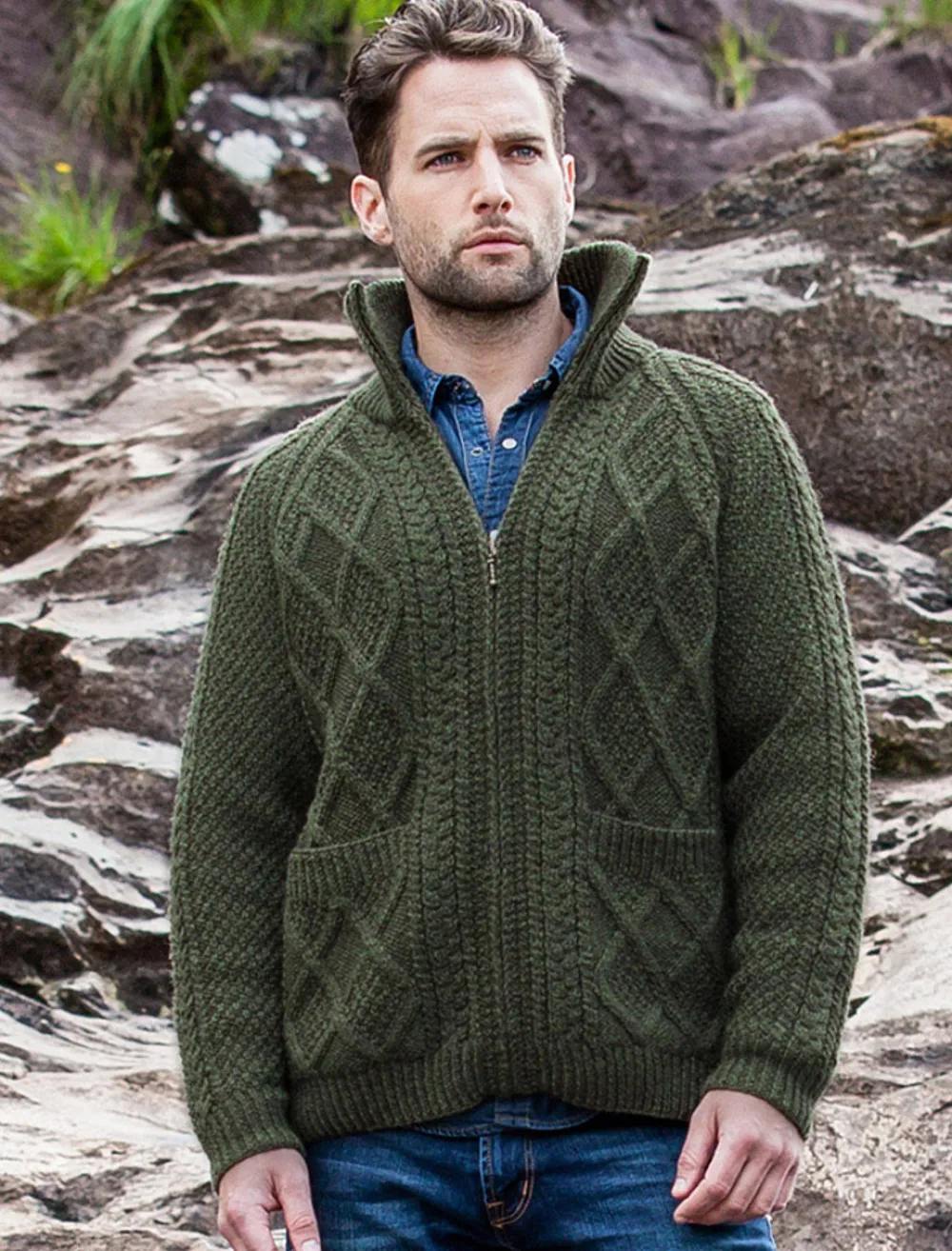 Shop Hand Knit Zipper Cardigan with Pockets Cardigans, Jackets & Coats