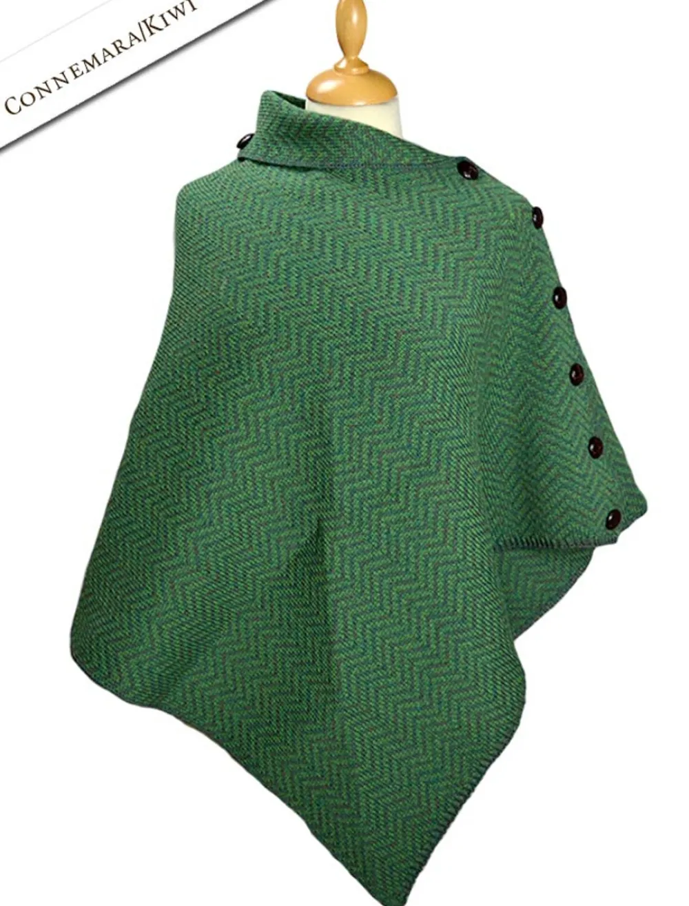 Shop Herringbone Merino Poncho with Button Detail Women Ponchos, Capes & Shawls
