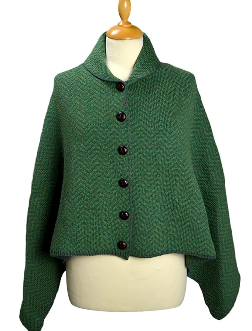 Shop Herringbone Merino Poncho with Button Detail Women Ponchos, Capes & Shawls
