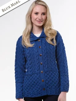 Online Honeycomb Button-Up Cardigan Women Cardigans, Jackets & Coatigans
